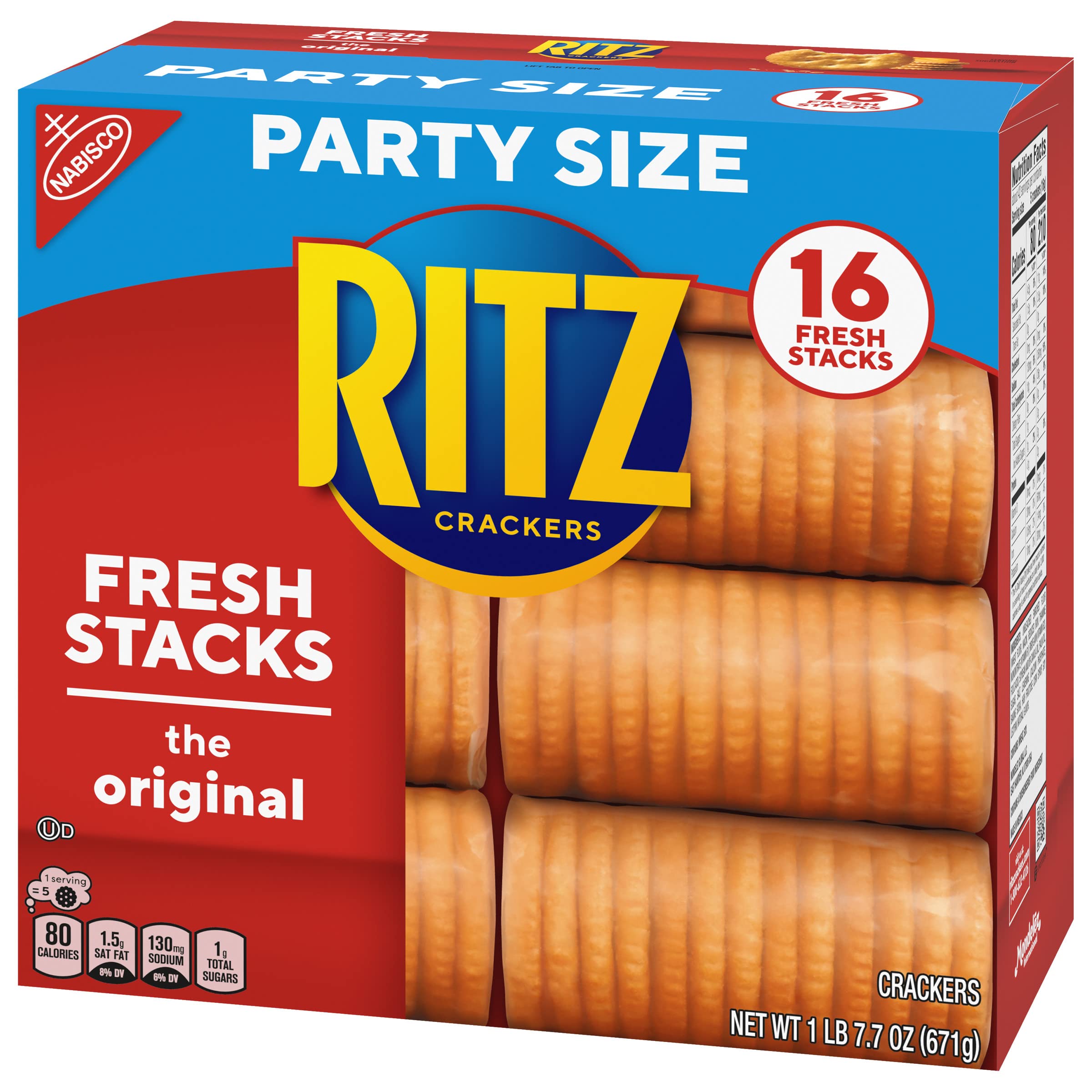 Ritz Crackers Flavor Party Size Box of Fresh Stacks 16 Sleeves Total, original, 23.7 Ounce, 16 count (Pack of 1)