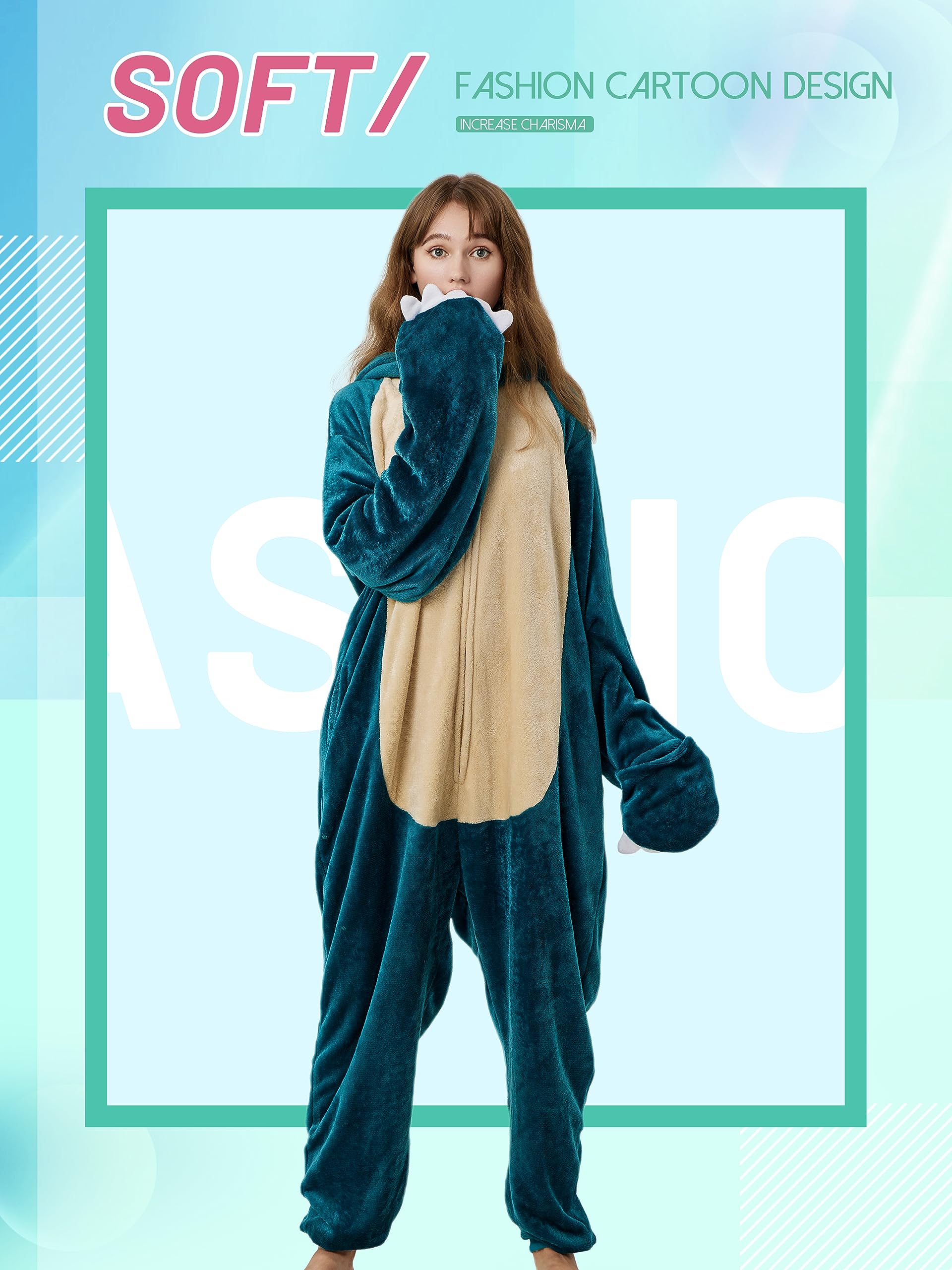 QSTYLE Adult Animal Onesie Halloween Costume,One Piece Cosplay Suit for Women and Men