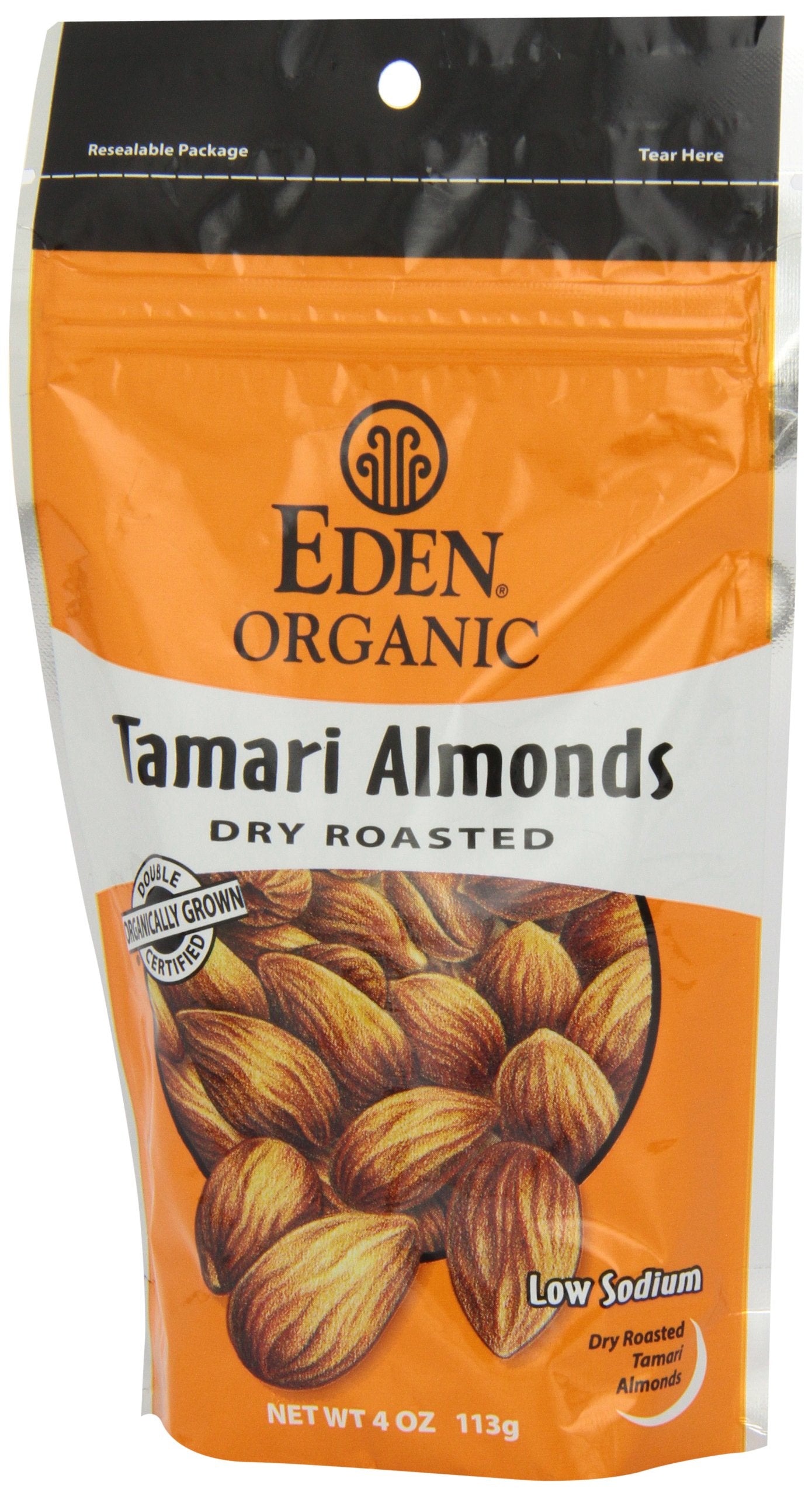 Eden Organic Tamari Almonds, Dry Roasted, 4-Ounce Package (Pack of 3)