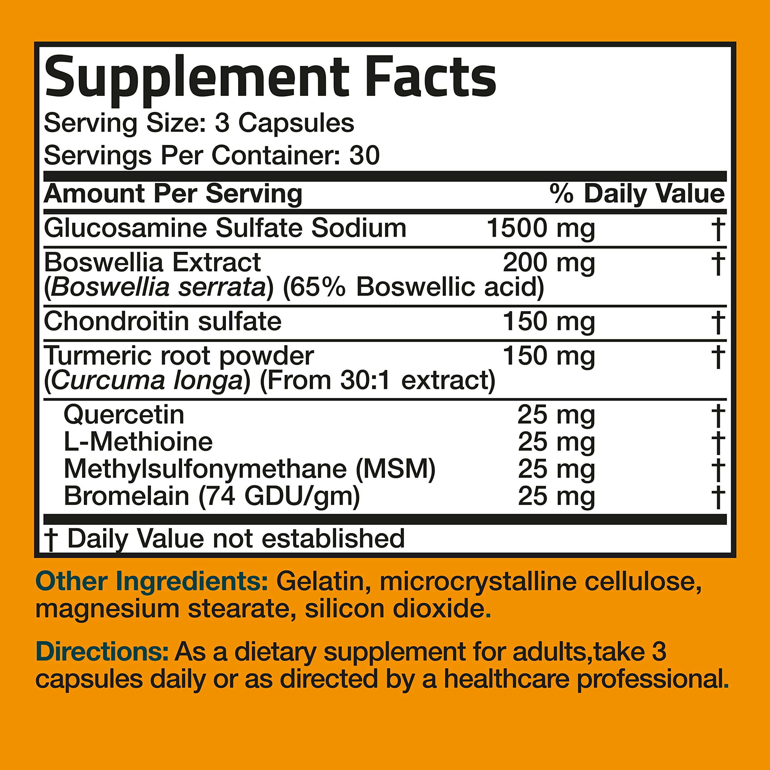 Bronson Glucosamine Chondroitin Turmeric & MSM Advanced Joint & Cartilage Formula, Supports Healthy Joints, Mobility & Cartilage - Non-GMO, 90 Capsules