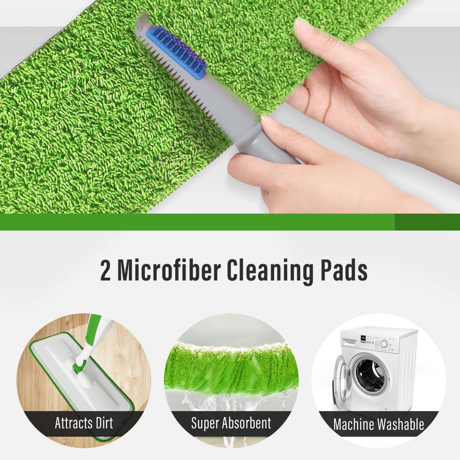 Mops for Floor Cleaning Microfiber Spray Mop with 3 Washable Reusable Pads a Refillable Bottle and Scrubber Wet Dry Flat Mop with 360 Degree Swivel Head for Home Hardwood Laminate