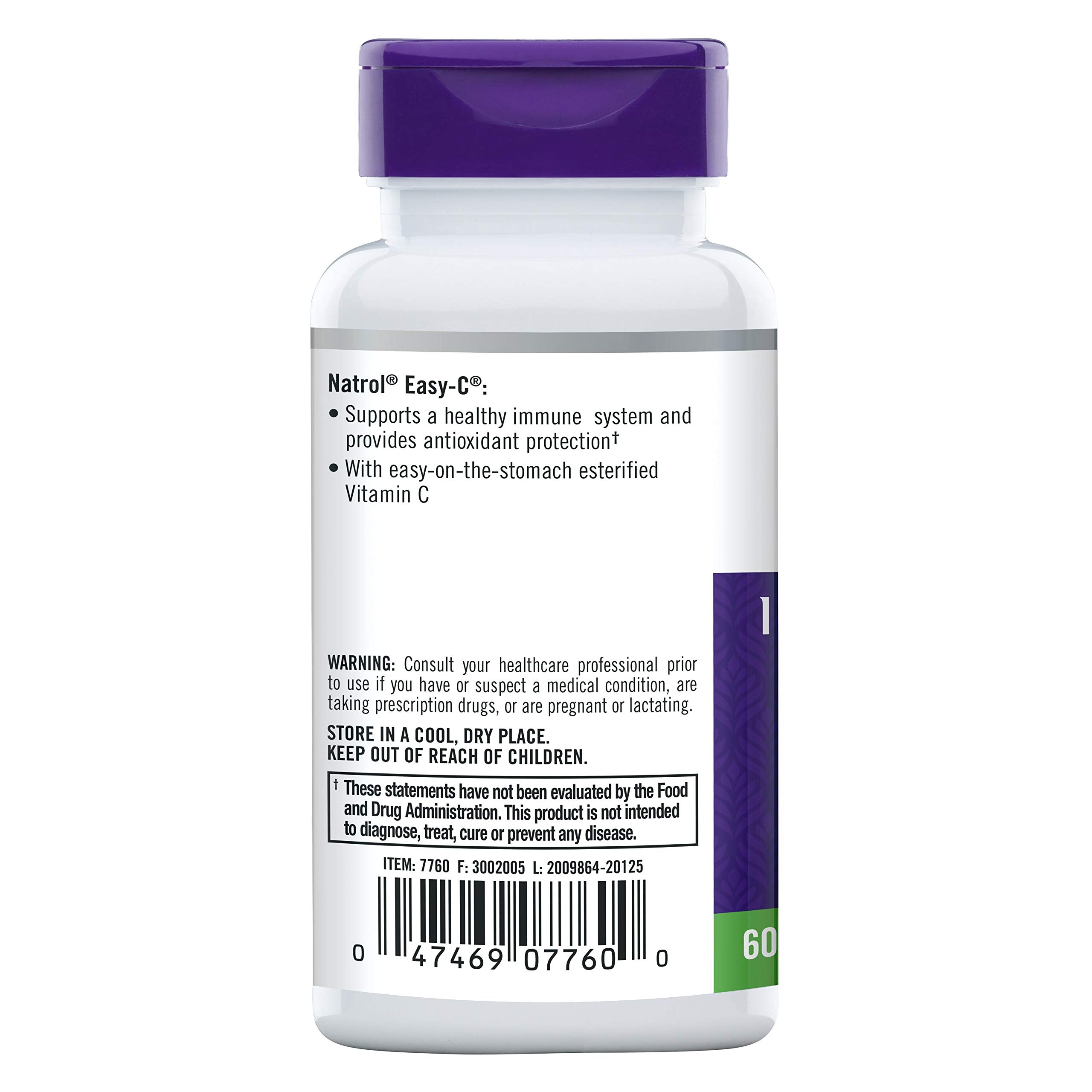 Natrol Easy-C Immune Health, Dietary Supplement, Supports Immune Health with High-Potency Antioxidant Vitamin C, Tablets, 500 mg, 60 Count