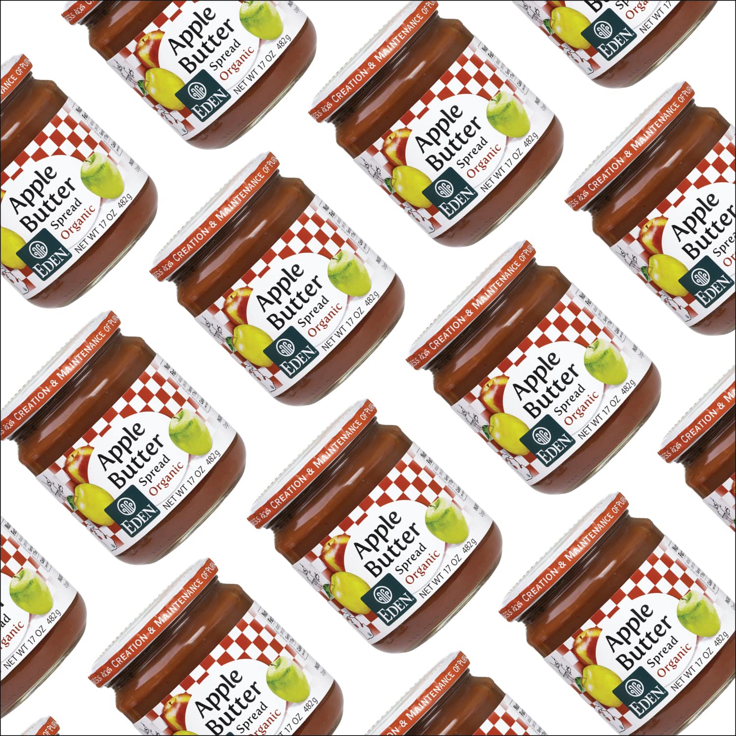 Eden Organic Apple Butter Spread, No Sugar Added, Great Lakes Apples, Slow Kettle Simmered, 17 oz Glass Jar