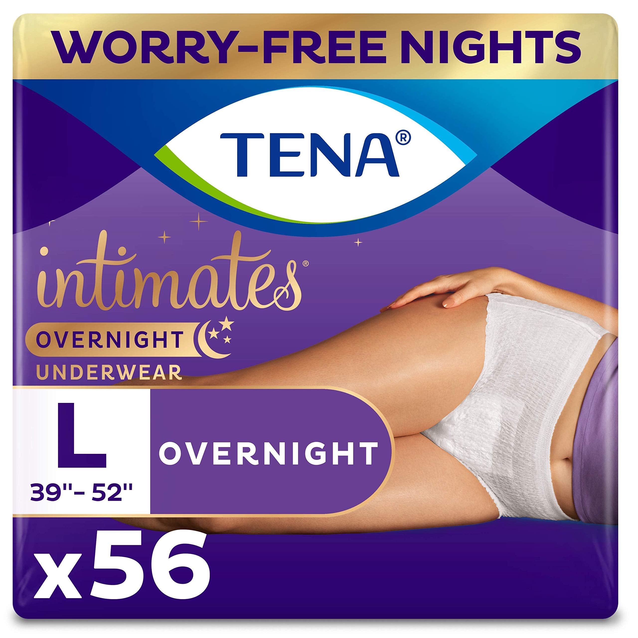 TENA Incontinence Underwear for Women, Overnight Absorbency, Intimates - Large - 56 Count