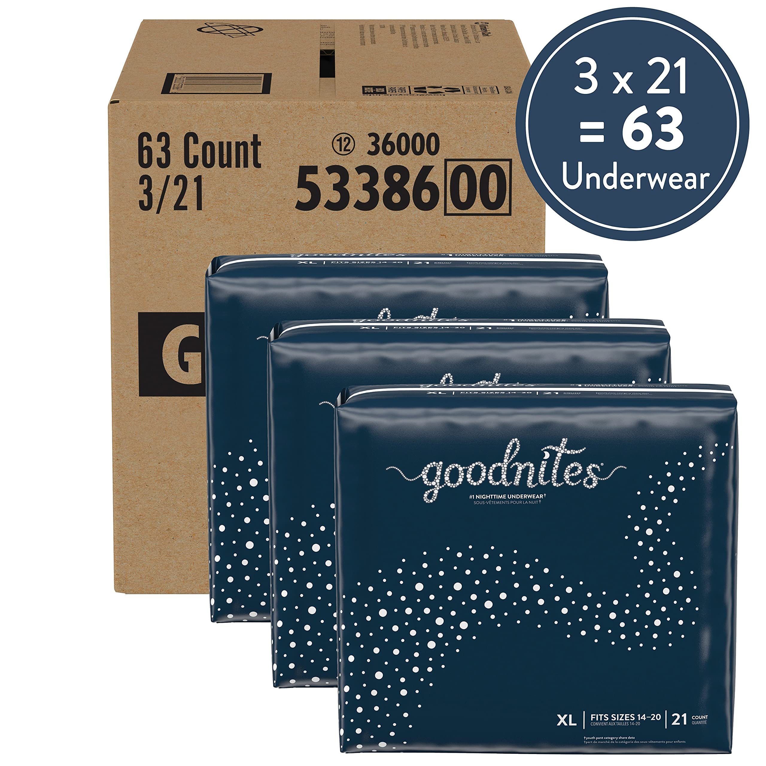 Goodnites Nighttime Bedwetting Underwear, Girls' XL (95-140 lb.), 63ct, FSA/HSA-Eligible