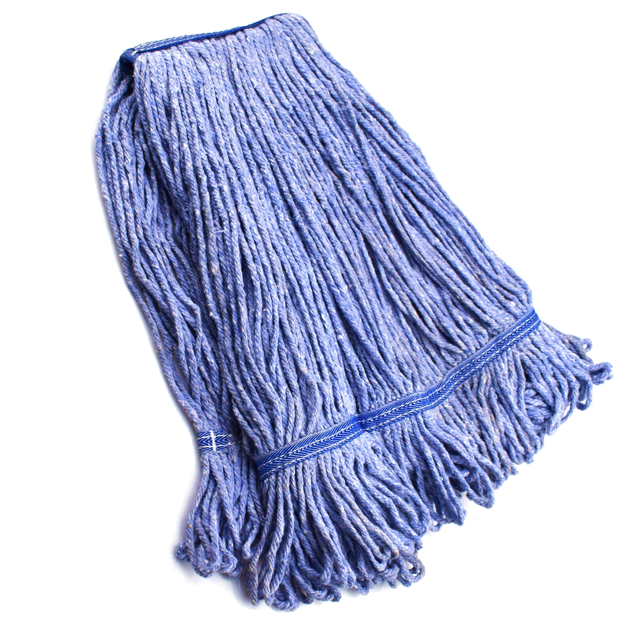 String Mop Heads Replacement Heavy Duty Commercial Grade Blue Cotton Looped End Wet Industrial Cleaning Mop Head Refills (1, Large)