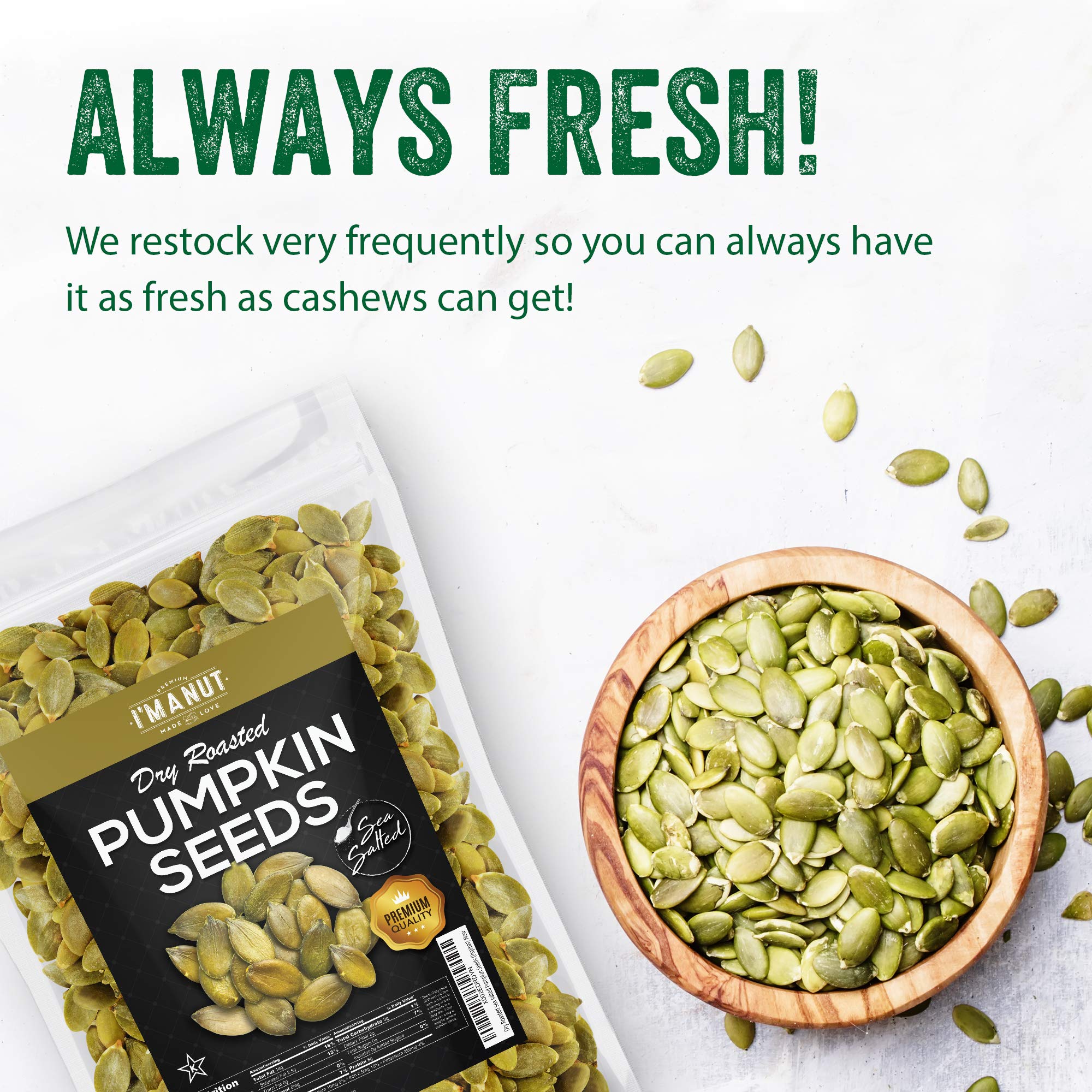 Oven Toasted Pumpkin Seeds with Sea Salt (Papitas) 32 oz (2 lb) | No Oils | No PPO | Non GMO | Vegan and Keto Friendly | Premium Quality