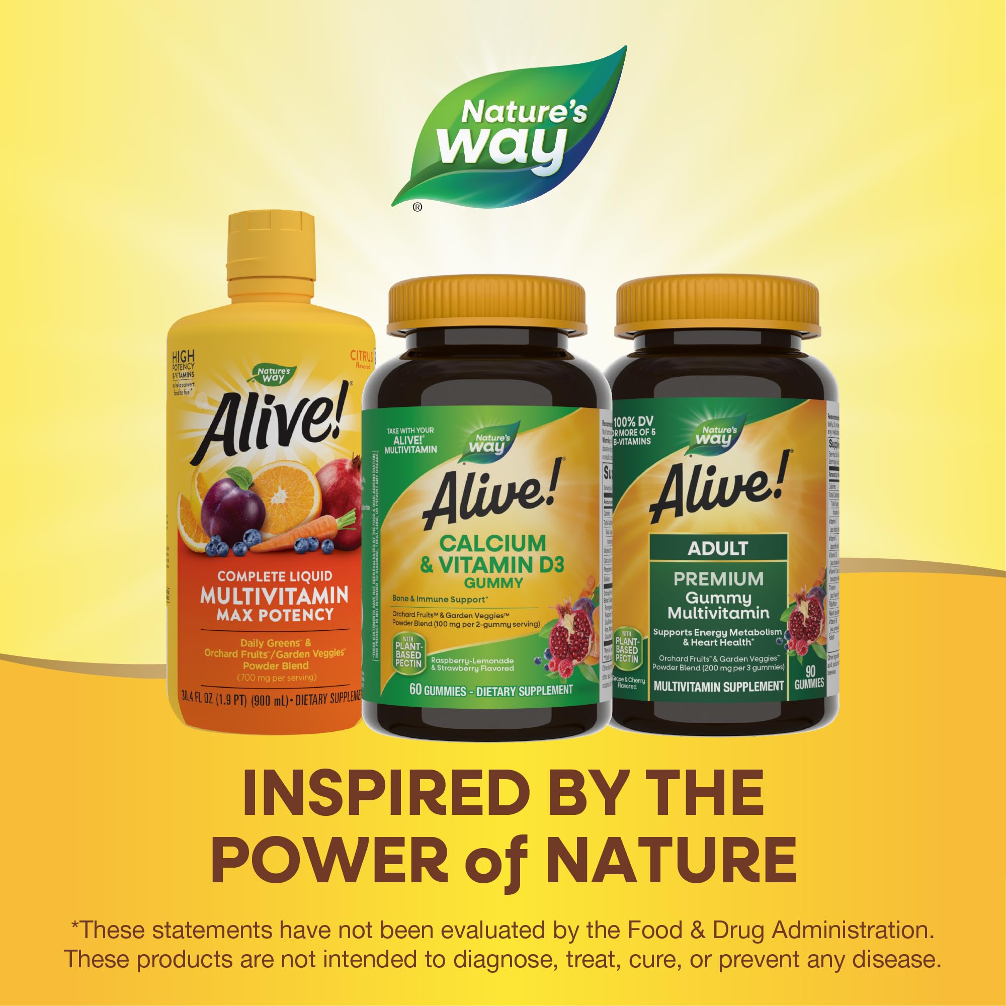 Nature's Way Alive! Daily Calcium & Vitamin D3 Gummies, Bone Support*, Immune Support*, Strawberry and Raspberry- Lemonade Flavored, 60 Gummies (Packaging May Vary)