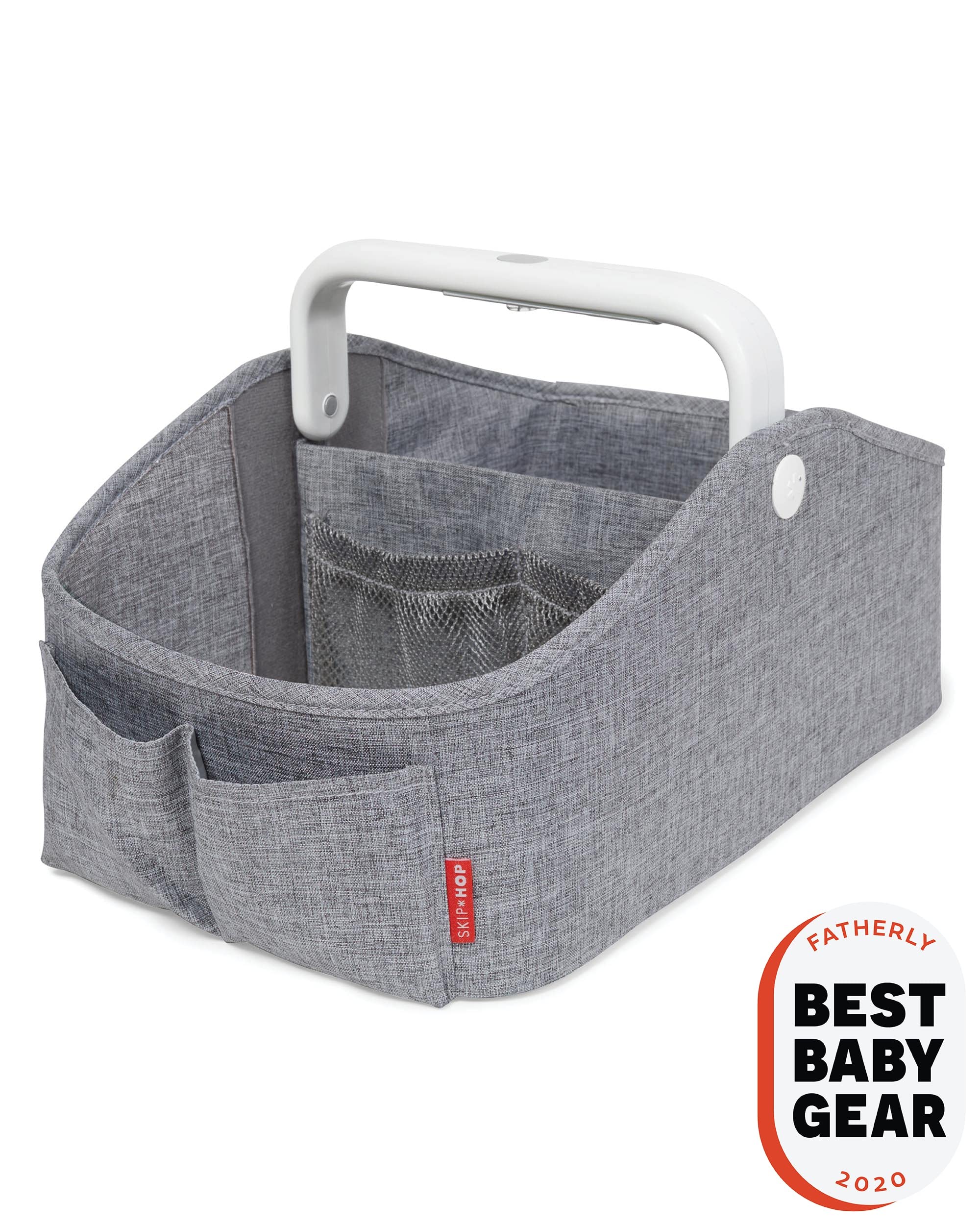 Skip Hop Diaper Caddy Organizer with Touch Sensor Night Light, Nursery Style, Heather Grey