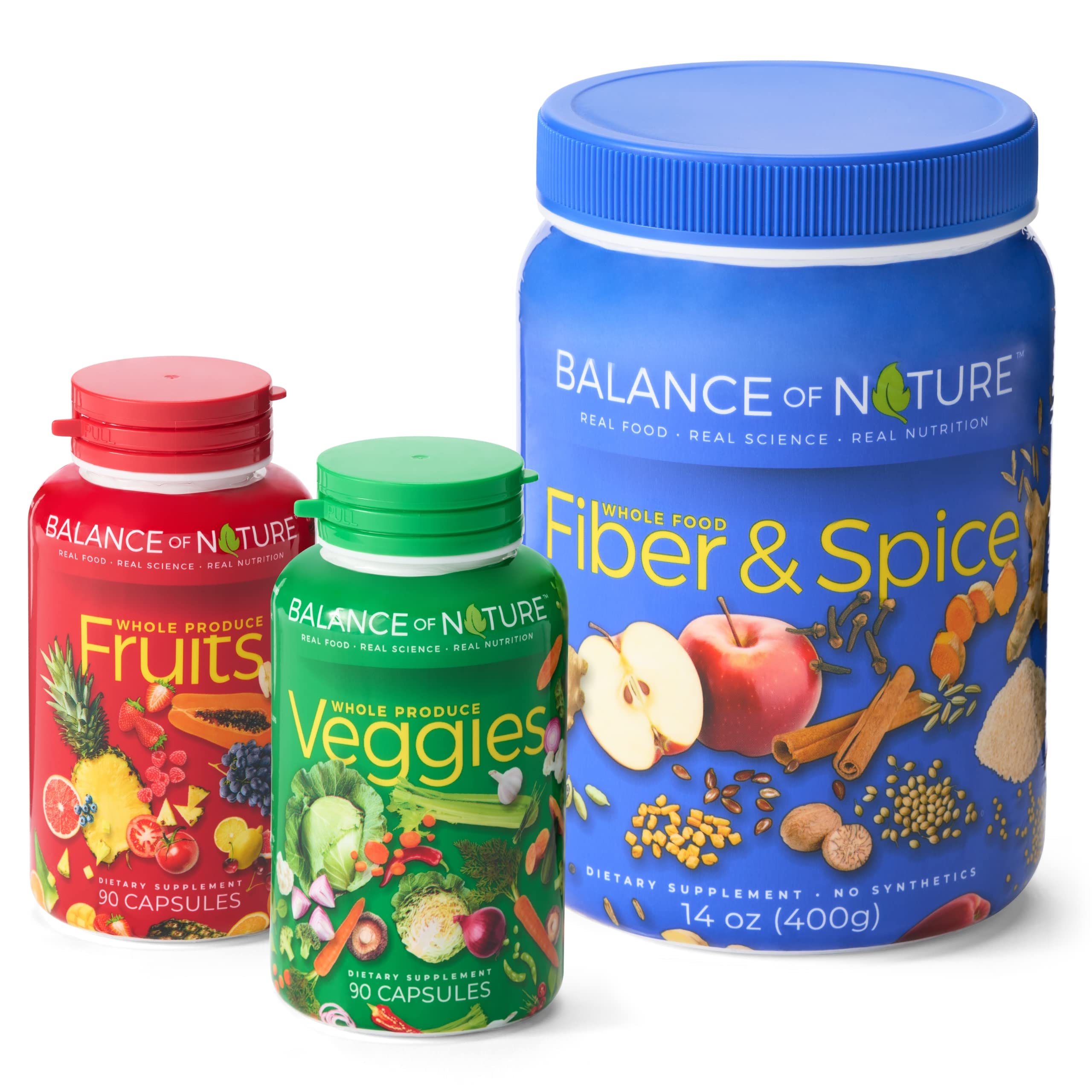 Balance of Nature Whole Health System - Whole Food Fruits & Veggies & Spice Powder Drink Mix - Superfoods, Antioxidants & Natural Fiber - Digestion Support - 30 Servings Each