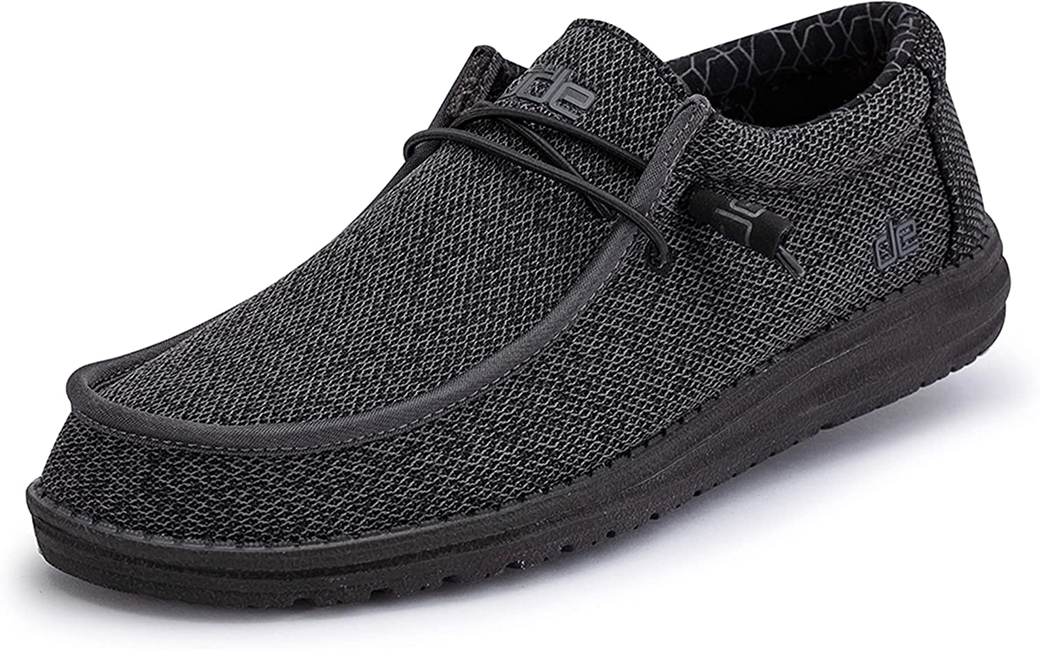 Hey Dude Men's Wally Sox Micro Total Black Size 10 | Men’s Shoes | Men's Lace Up Loafers | Comfortable & Light-Weight