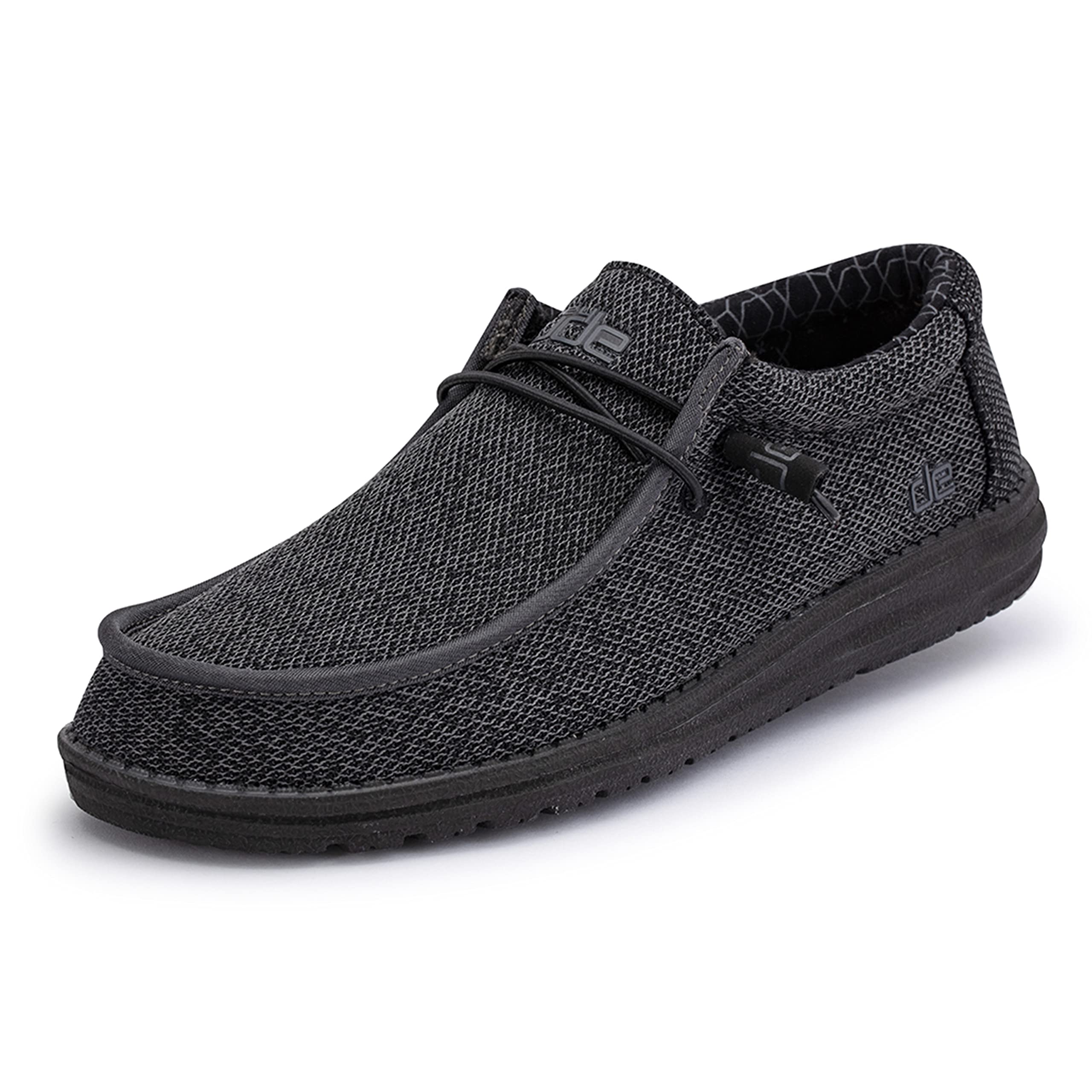 Hey Dude Men's Wally Sox Micro Total Black Size 10 | Men’s Shoes | Men's Lace Up Loafers | Comfortable & Light-Weight