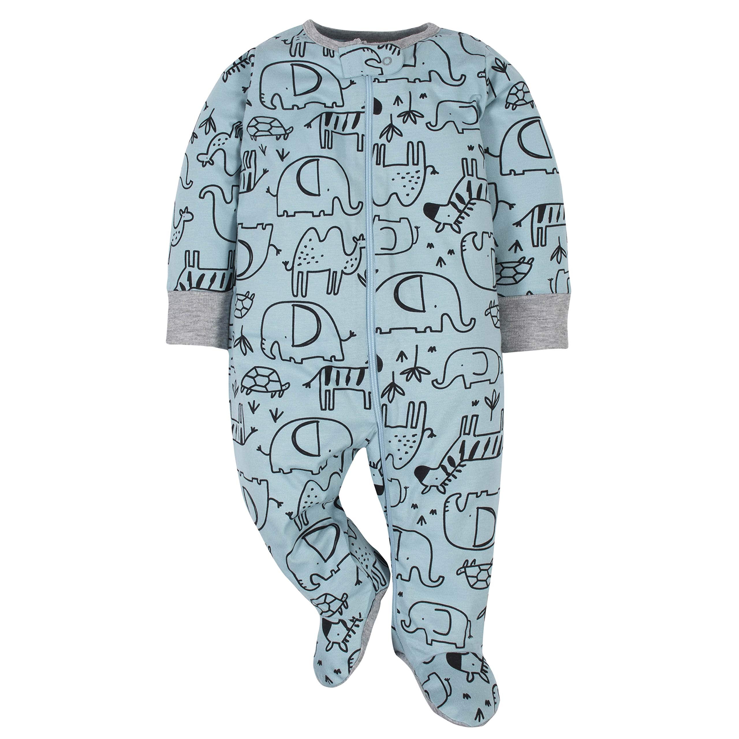 Gerber Baby Boys' 4 Pack Sleep 'N Play Footie, Jungle Blue, 0-3 Months