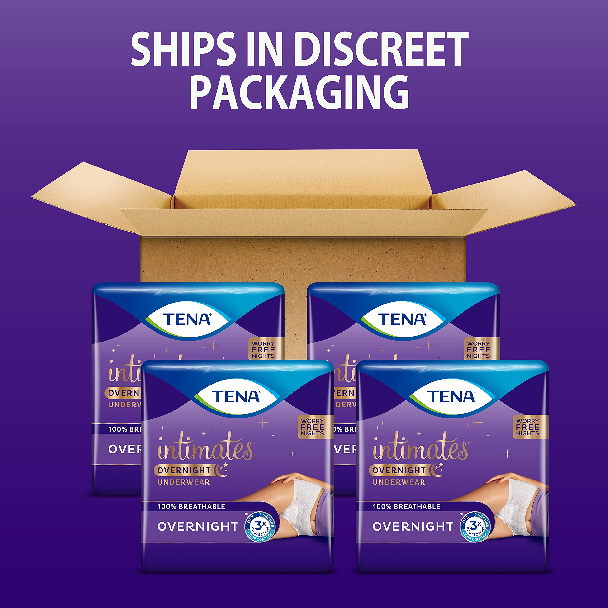 TENA Incontinence Underwear for Women, Overnight Absorbency, Intimates - Large - 56 Count