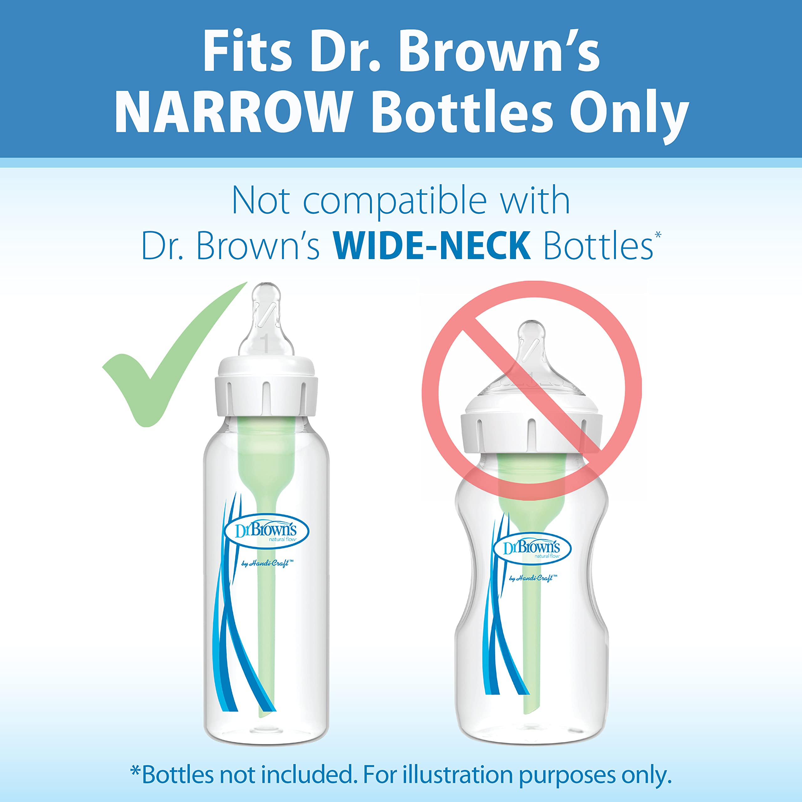 Dr. Brown’s Natural Flow Level 2 Narrow Baby Bottle Silicone Nipple, Medium Flow, 3m+, 100% Silicone Bottle Nipple, 6 Count (Pack of 1)