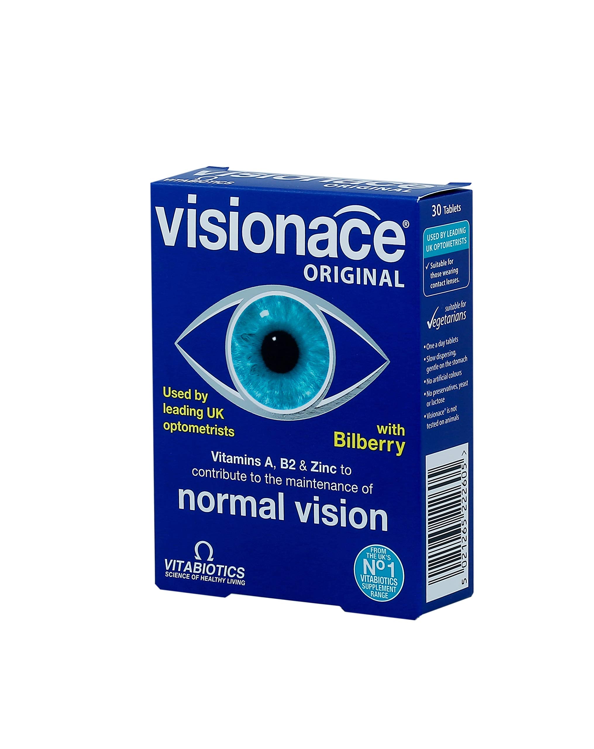 Vitabiotics Visionace Original - Nutritional Multivitamin for Normal Vision | Vitamins A, B2 and Zinc - 30 Tablets