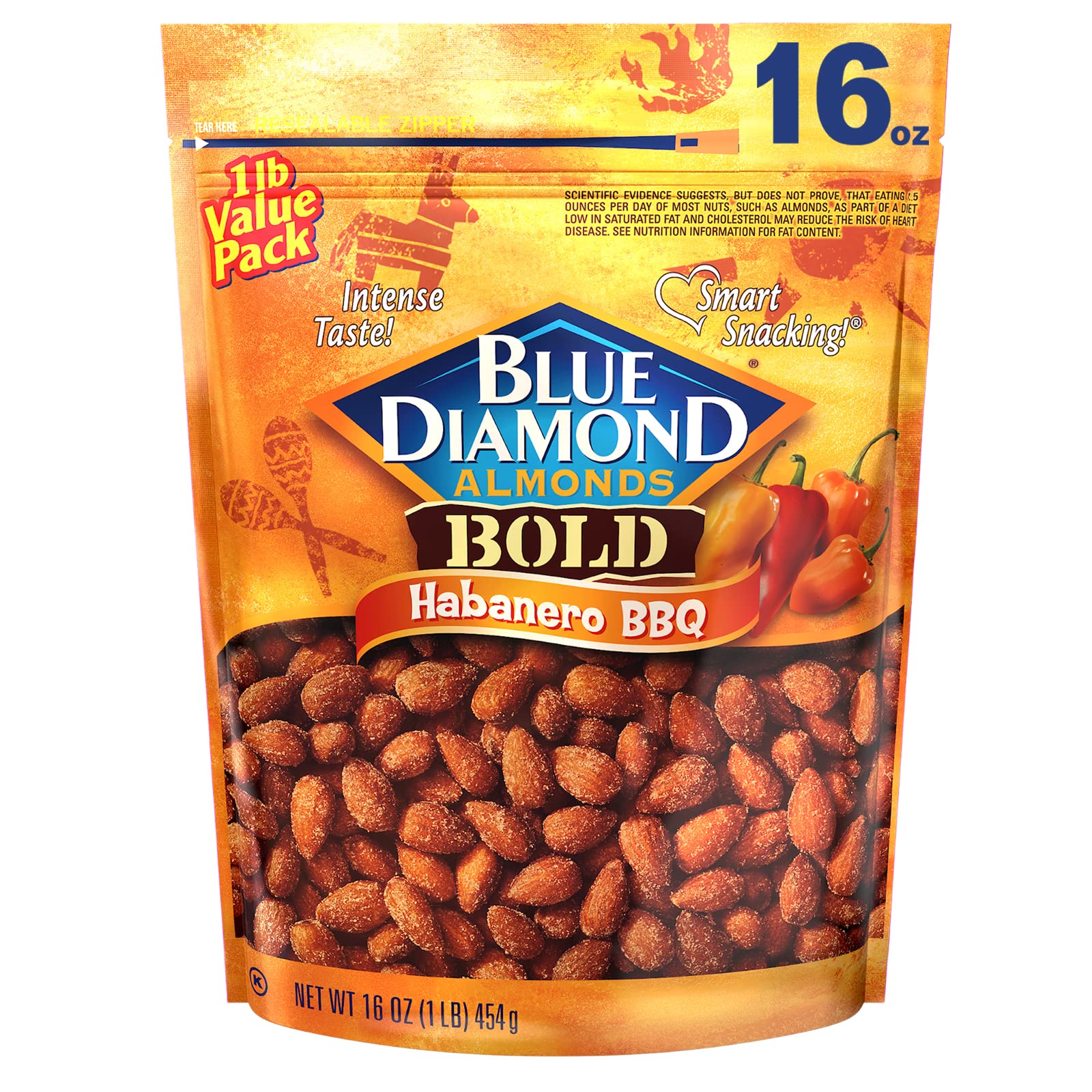 Blue Diamond Almonds, BOLD Habanero BBQ, 16 Ounces