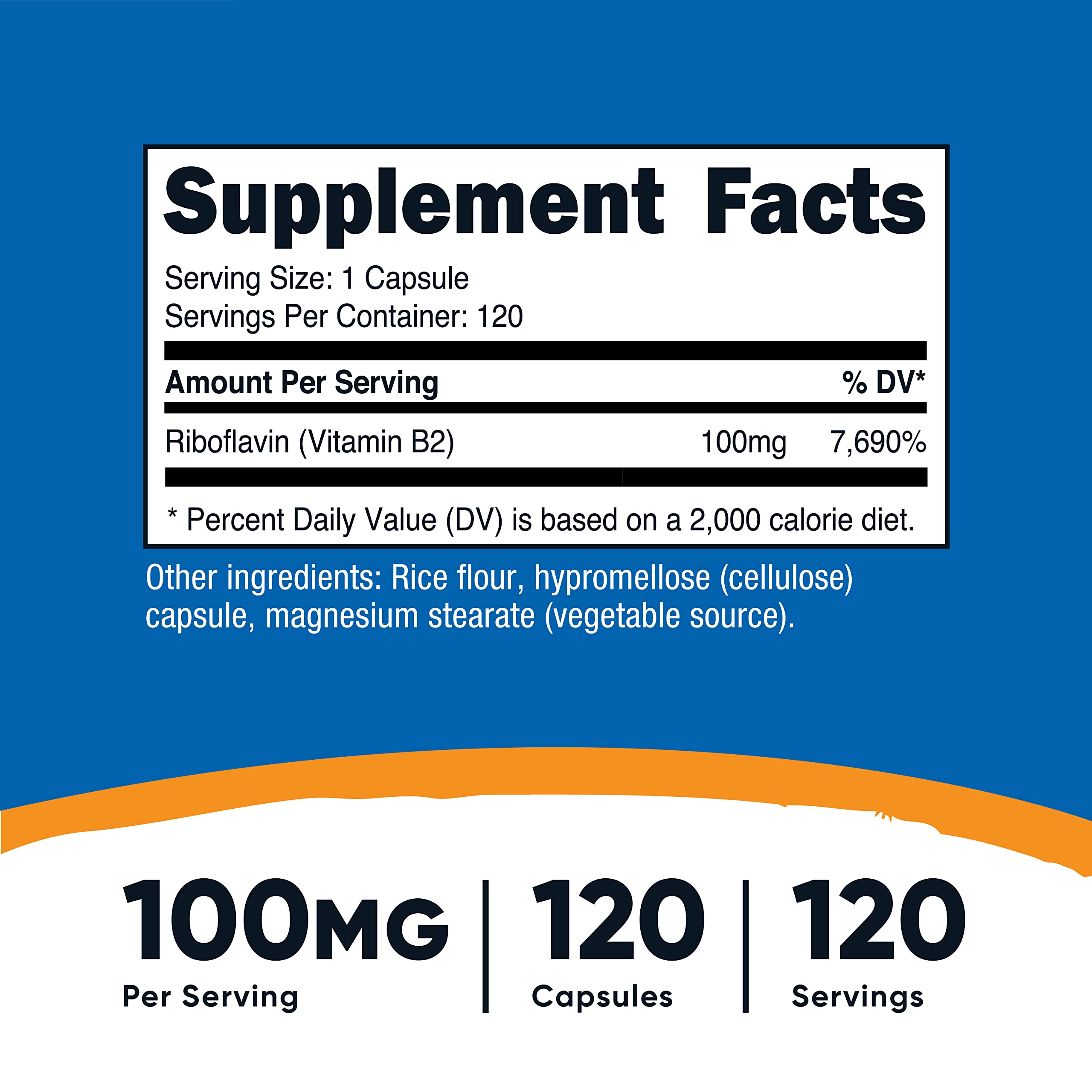 Nutricost Vitamin B2 (Riboflavin) 100mg, 120 Capsules - Gluten Free and Non-GMO