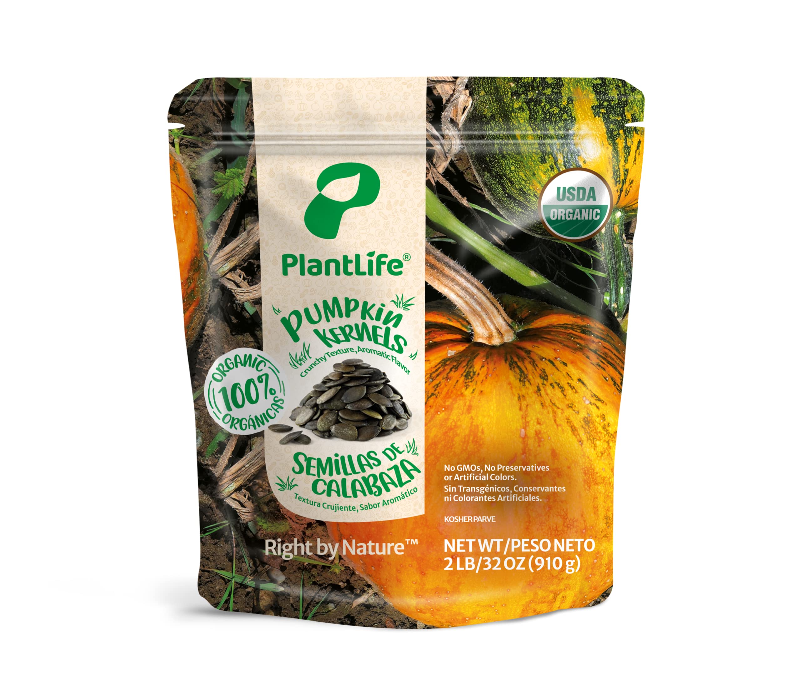 PlantLife Organic European Pumpkin Seeds Pepitas 2lbs – Gluten-Free, Unsalted, No Shell, Non-GMO, Certified USDA Organic & Vegan