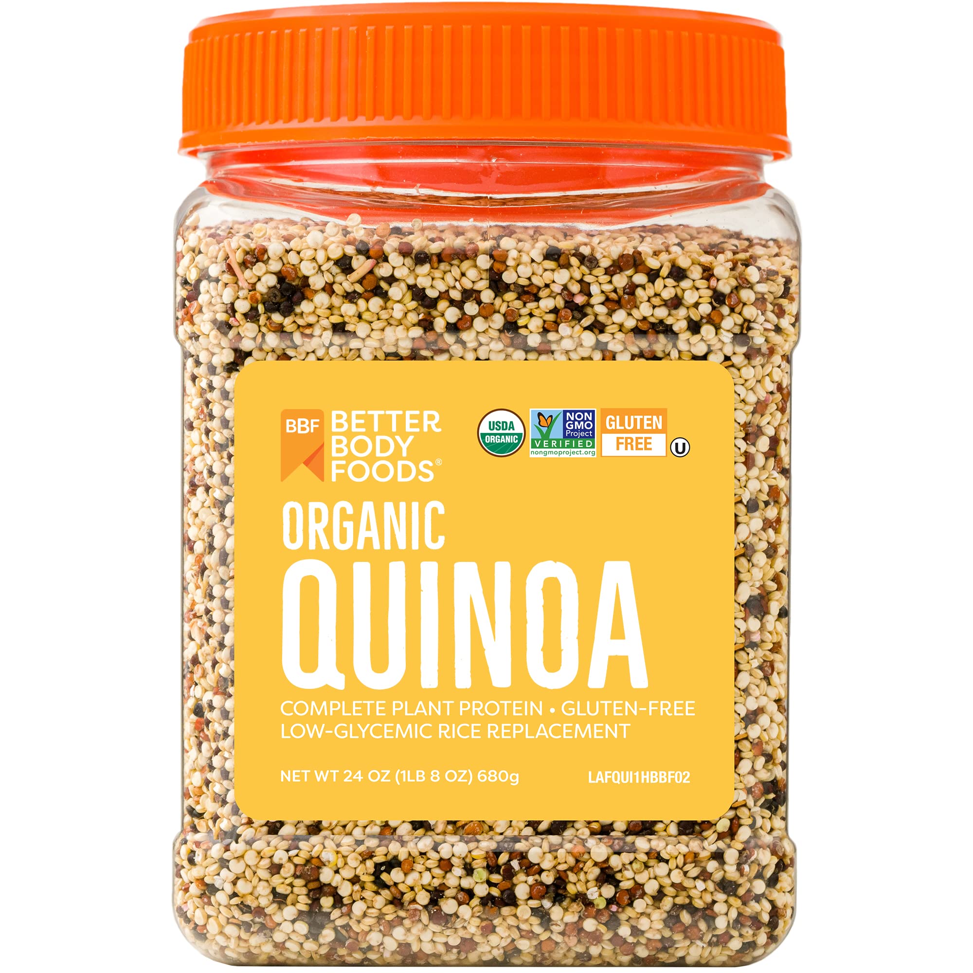 BetterBody Foods Organic Quinoa, Vegan, Complete Plant Protein, Gluten Free, Low Glycemic Rice Replacement, 24 ounce