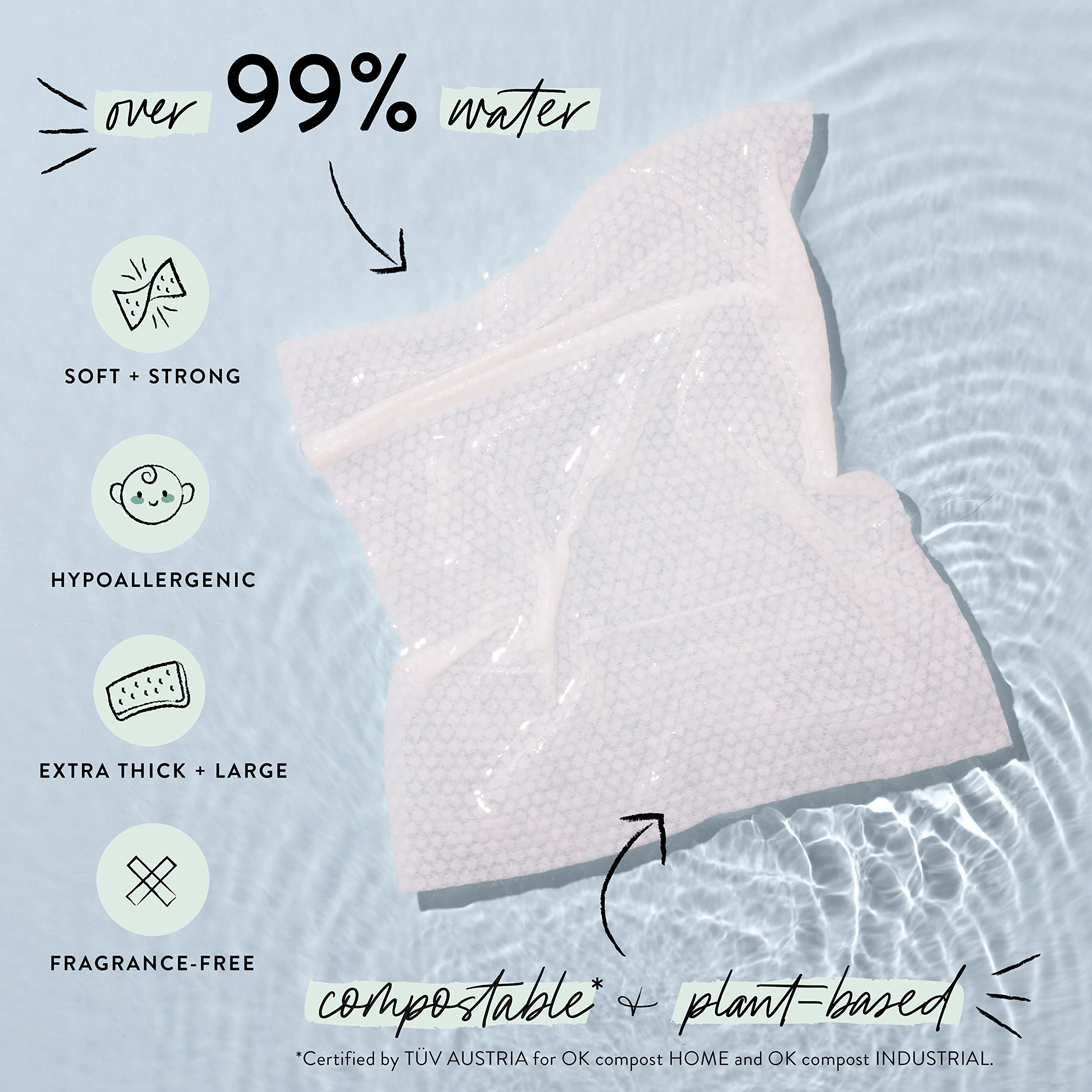 The Honest Company Clean Conscious Wipes | 99% Water, Compostable, Plant-Based, Baby Wipes | Hypoallergenic, EWG Verified | Pattern Play, 720 Count