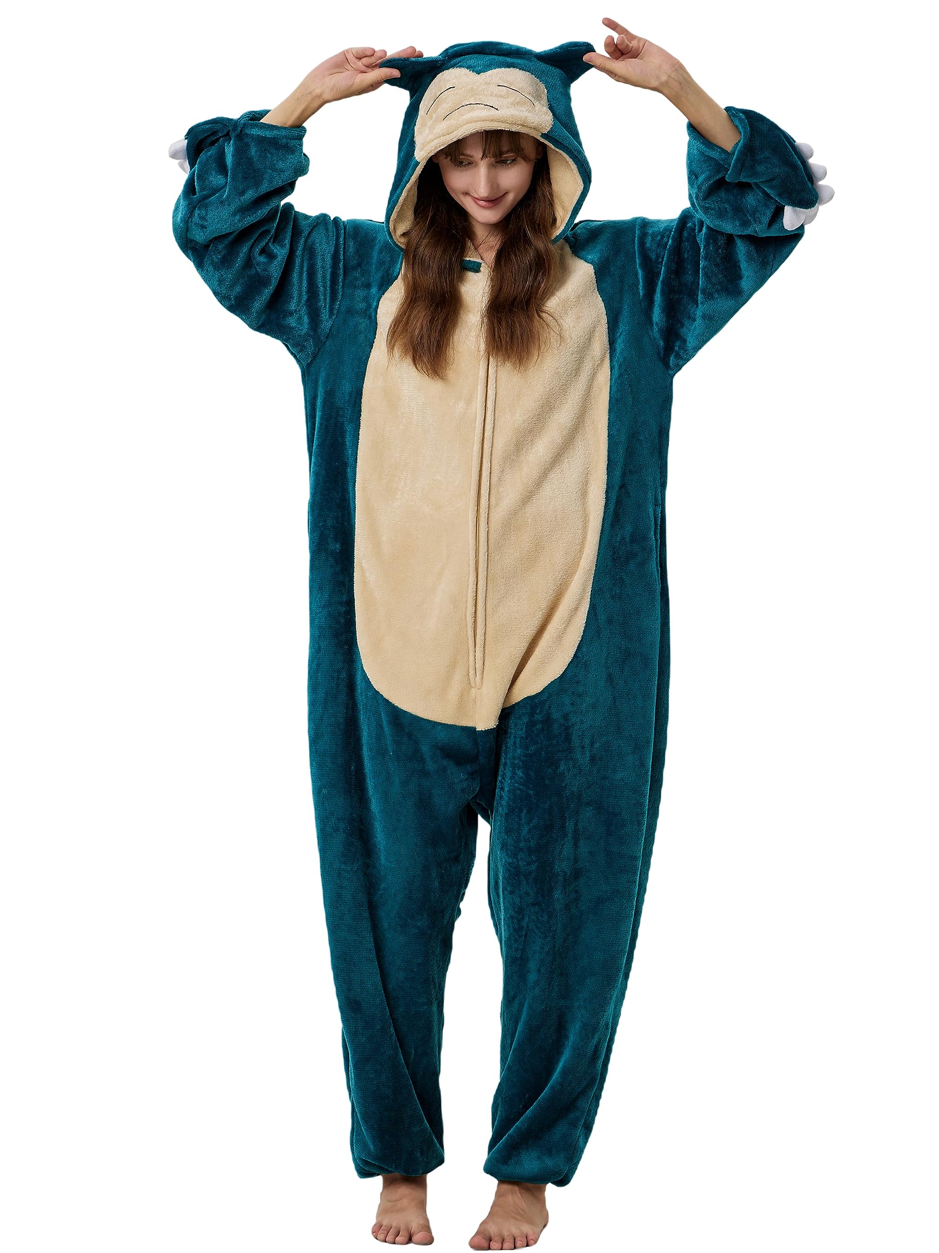 QSTYLE Adult Animal Onesie Halloween Costume,One Piece Cosplay Suit for Women and Men