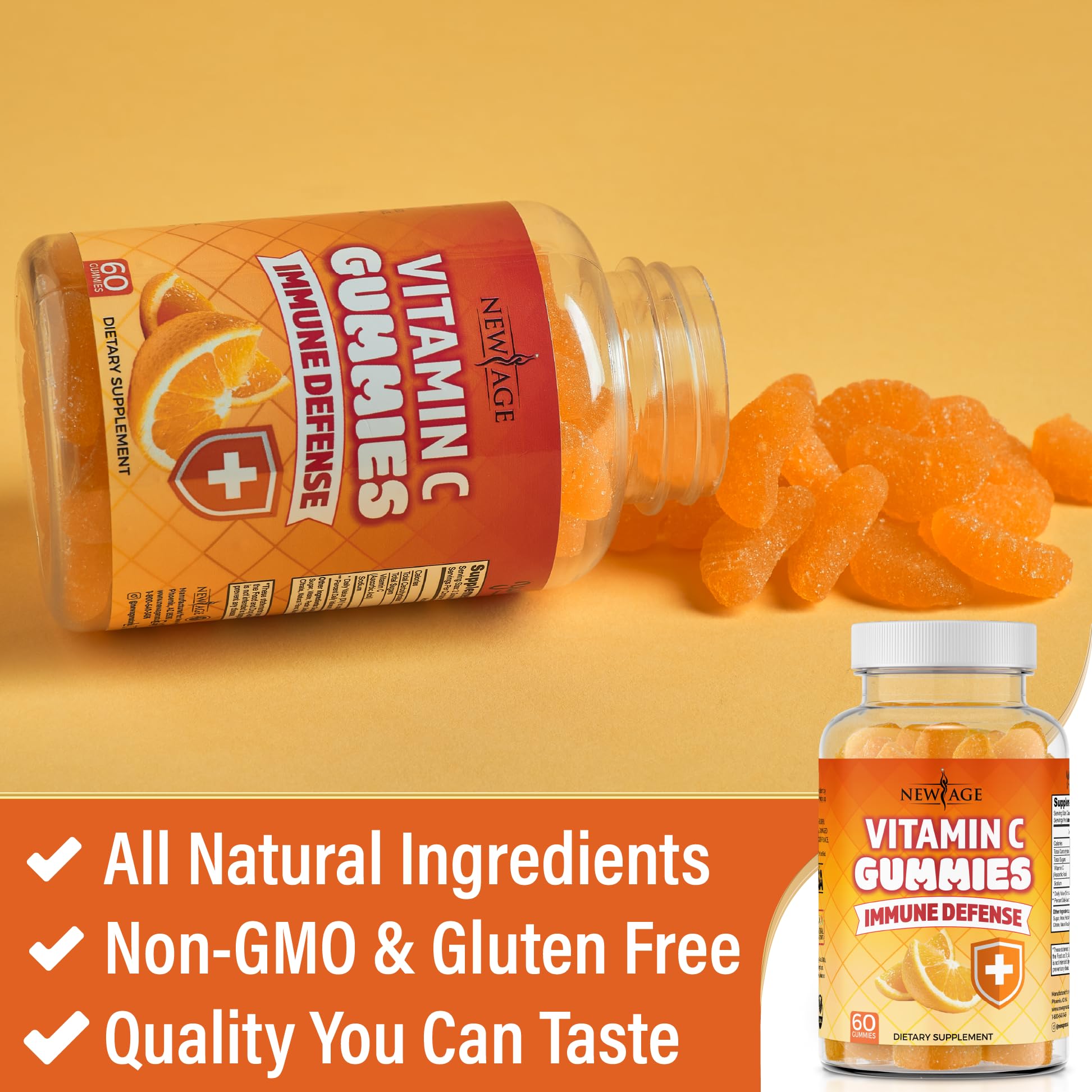 NEW AGE Vitamin C Gummies Orange Vitamin C Gummy - Supports Healthy Immune System - Vegetarian Without Gluten (120 Gummies)