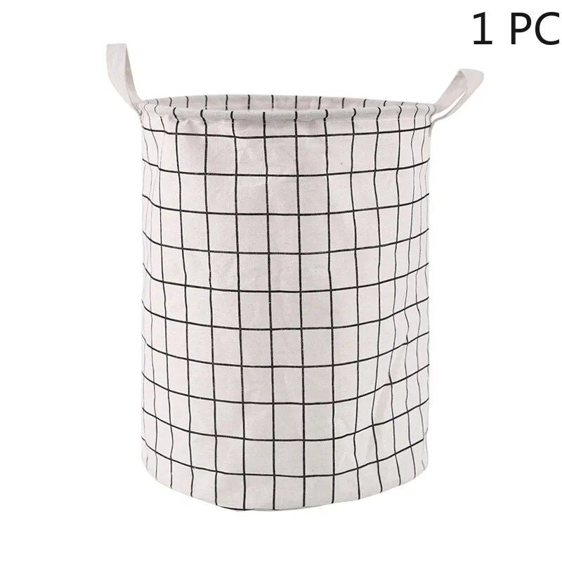 Stylish Checkered Cloth Laundry Basket