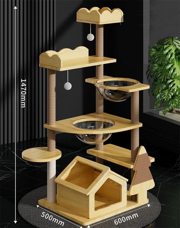 Luxury 5-Tier Wooden Cat Tower