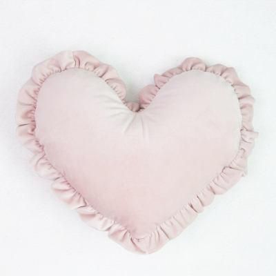 Charming Soft Pink Heart-Shaped Velvet Cushion