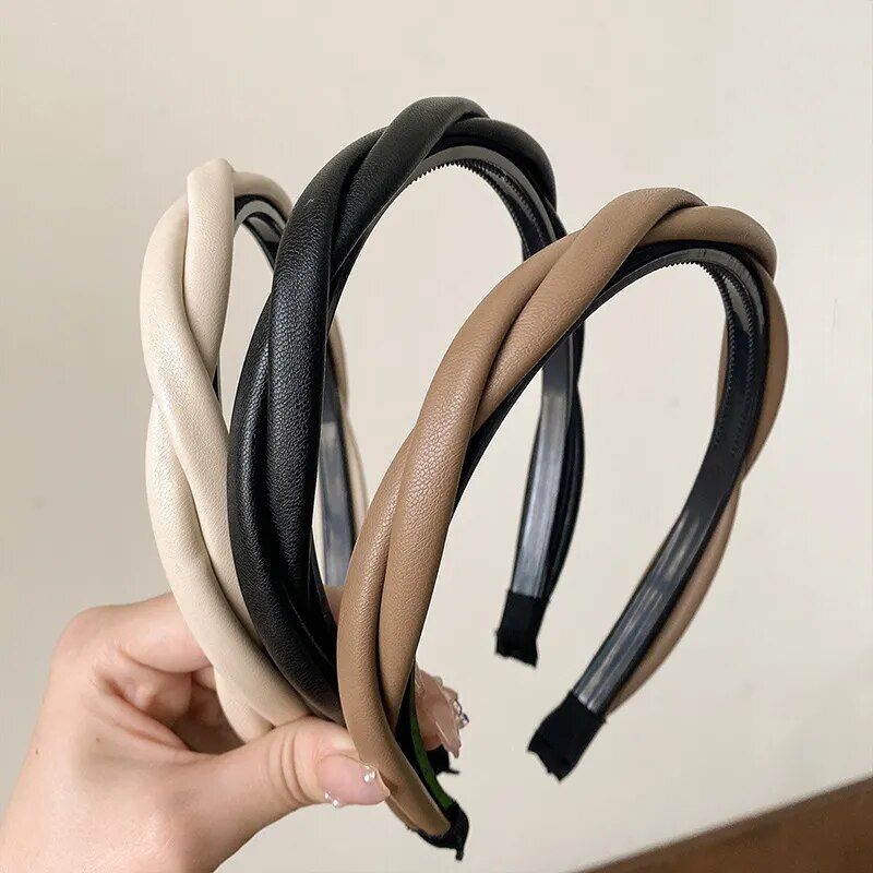 Elegant PU Leather Braided Headband