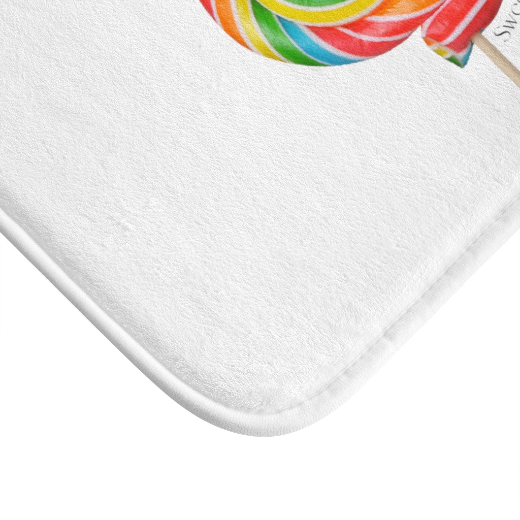 Lollipop Sweetness of Life in White Message Bath Mat