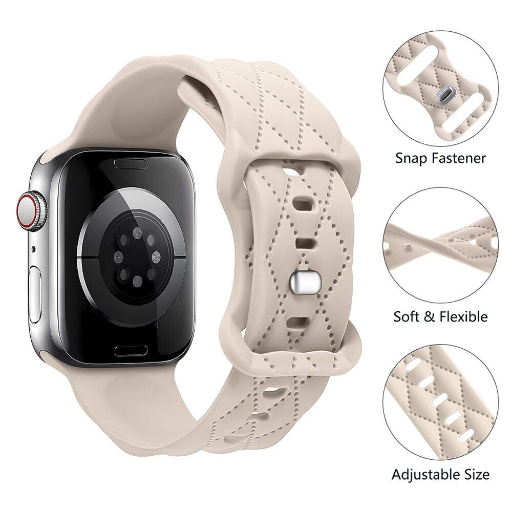 Engraved Silicone Sport Strap for Apple Watch - Multisize Compatible Wristband