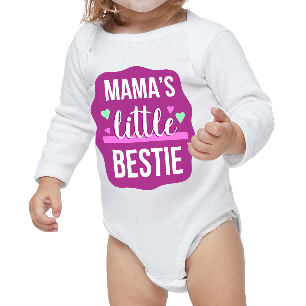 Mama's Bestie Baby Long Sleeve Onesie - Trendy Baby Long Sleeve Bodysuit - Graphic Baby One-Piece