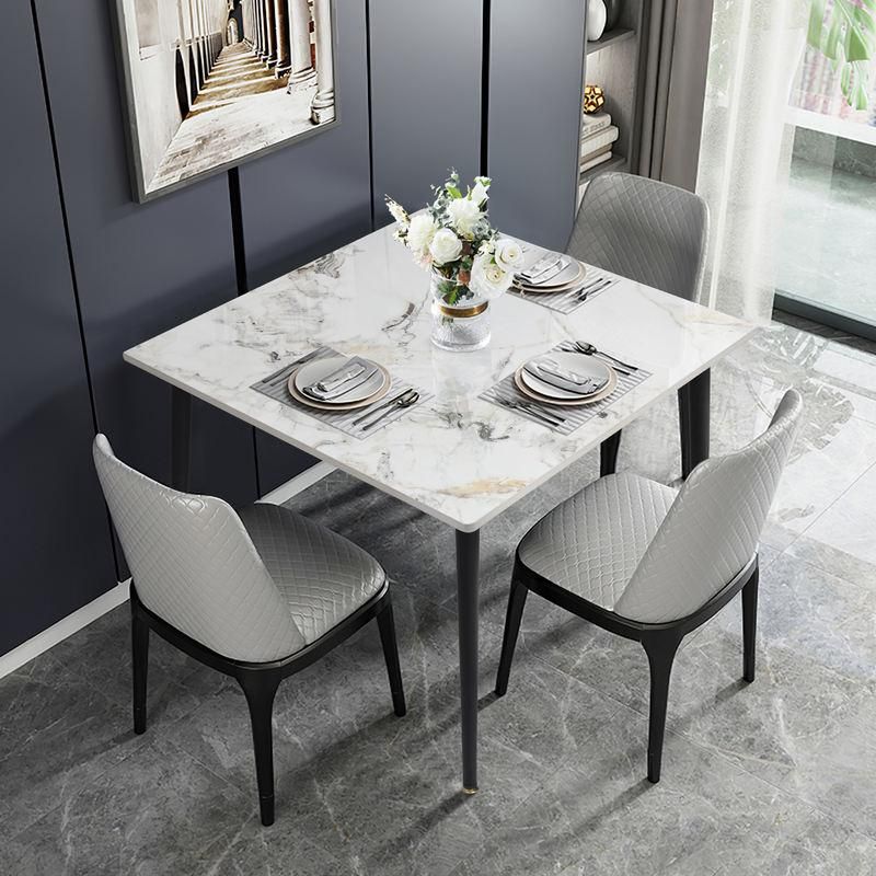 Modern Minimalist Sintered Stone Dining Table with Metal Legs