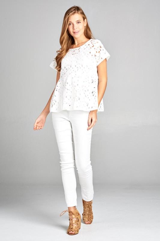 Crochet Lace Short Sleeve Top