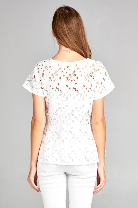 Crochet Lace Short Sleeve Top