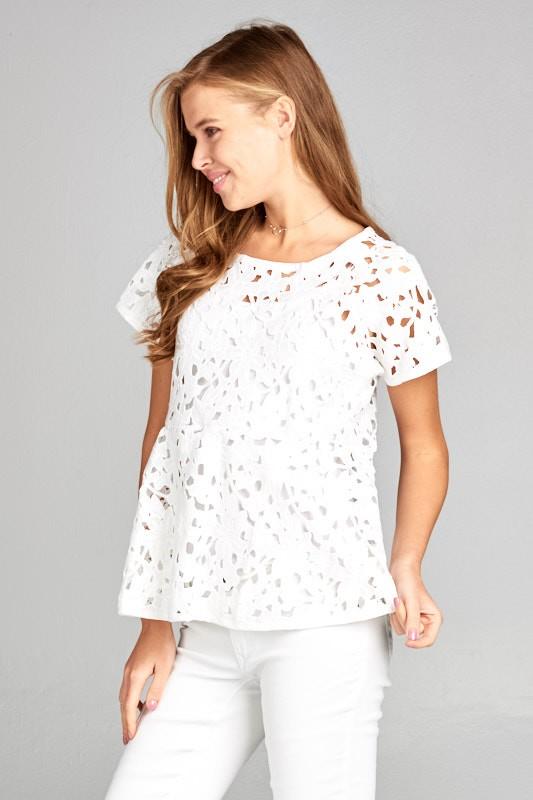 Crochet Lace Short Sleeve Top