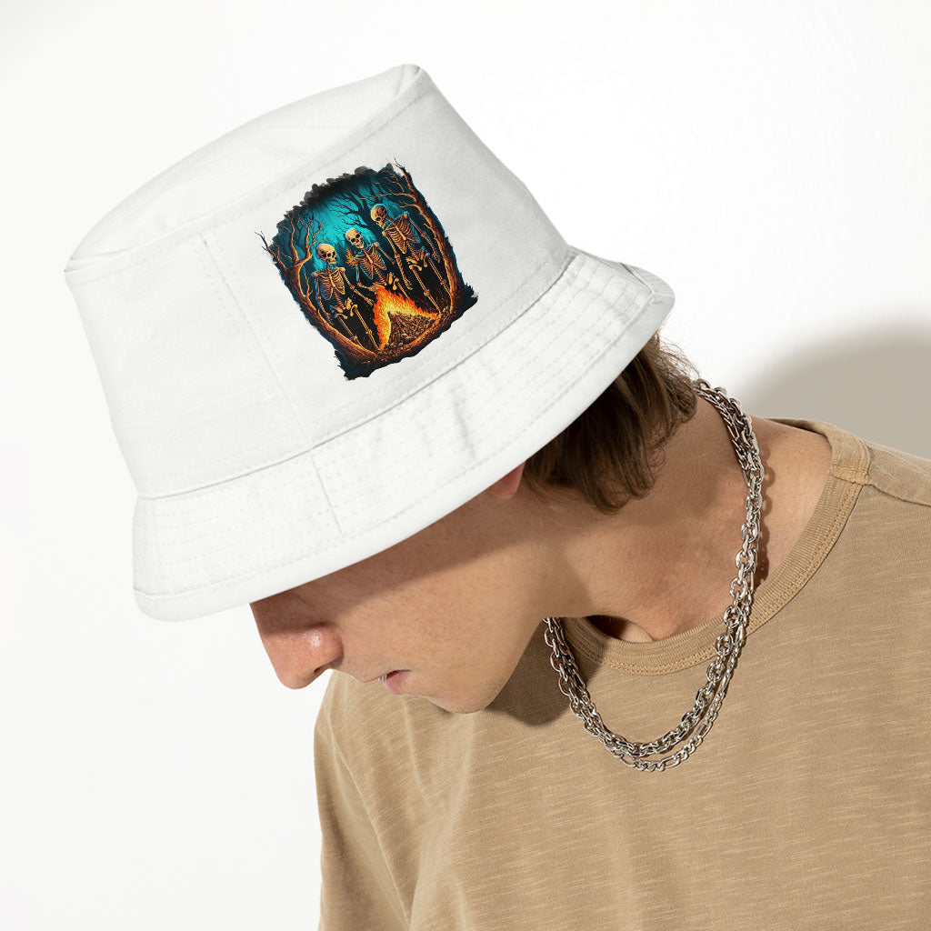 Skeleton Bucket Hat - Creepy Hat - Printed Bucket Hat