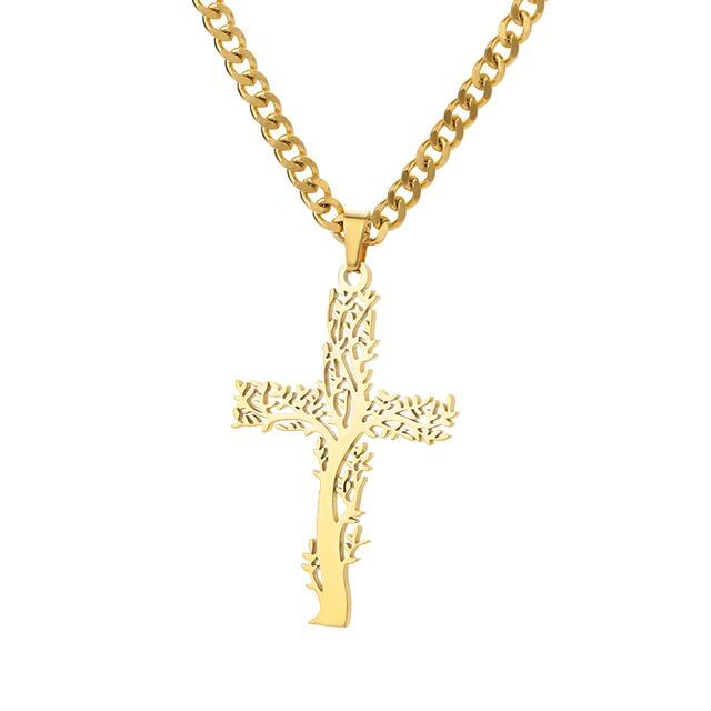 Gold-Plated Zircon Cross Pendant Necklace for Women - 2023 Trending Christmas Jewelry