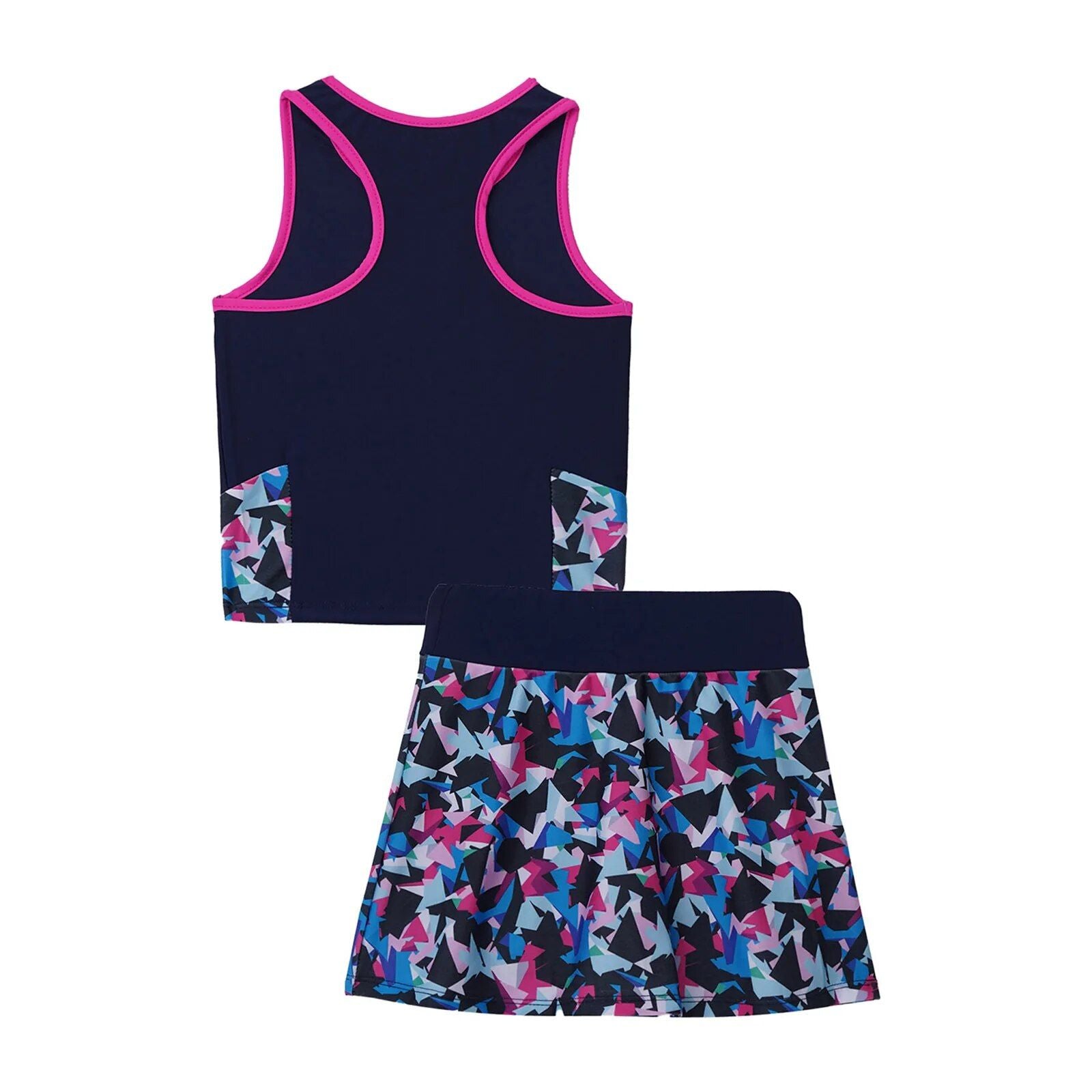 Girls' Active Tennis Outfit: Sleeveless Top & Skirt Set for Sports and Play