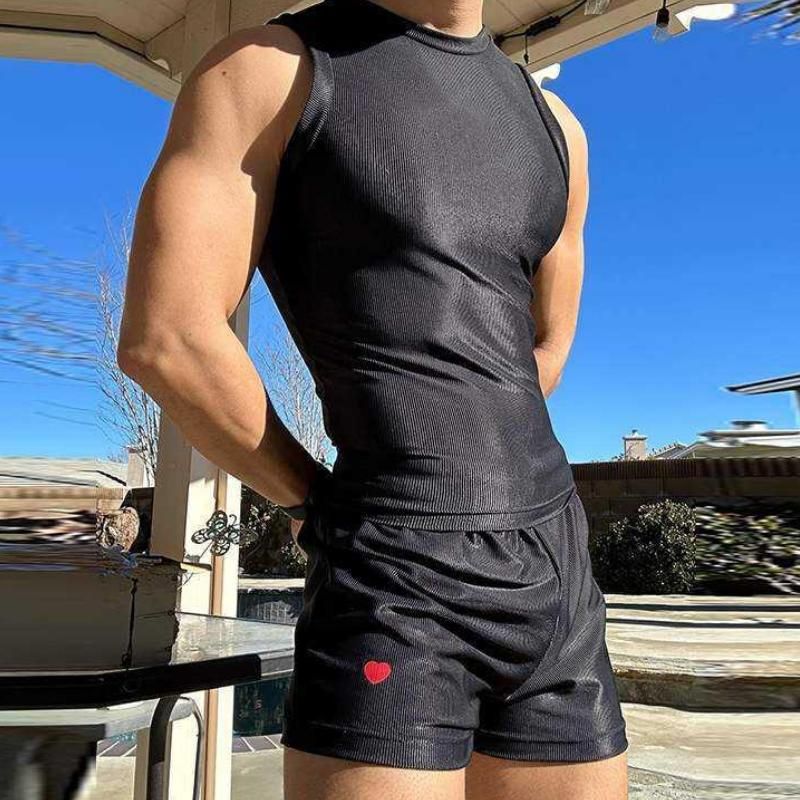 Summer Streetwear Sleeveless Tank Top & Shorts Set for Men