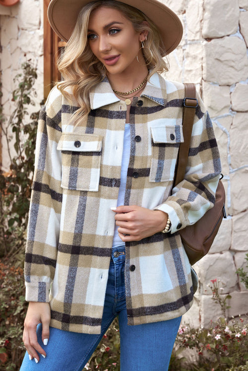 Plaid Dropped Shoulder Pocket Shacket (more color options)