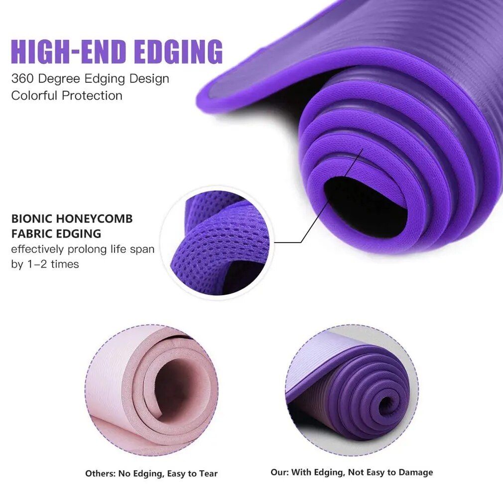 Extra Thick 10mm Anti-Slip Yoga Mat – Ideal for Home Fitness, Pilates & Gym Workouts