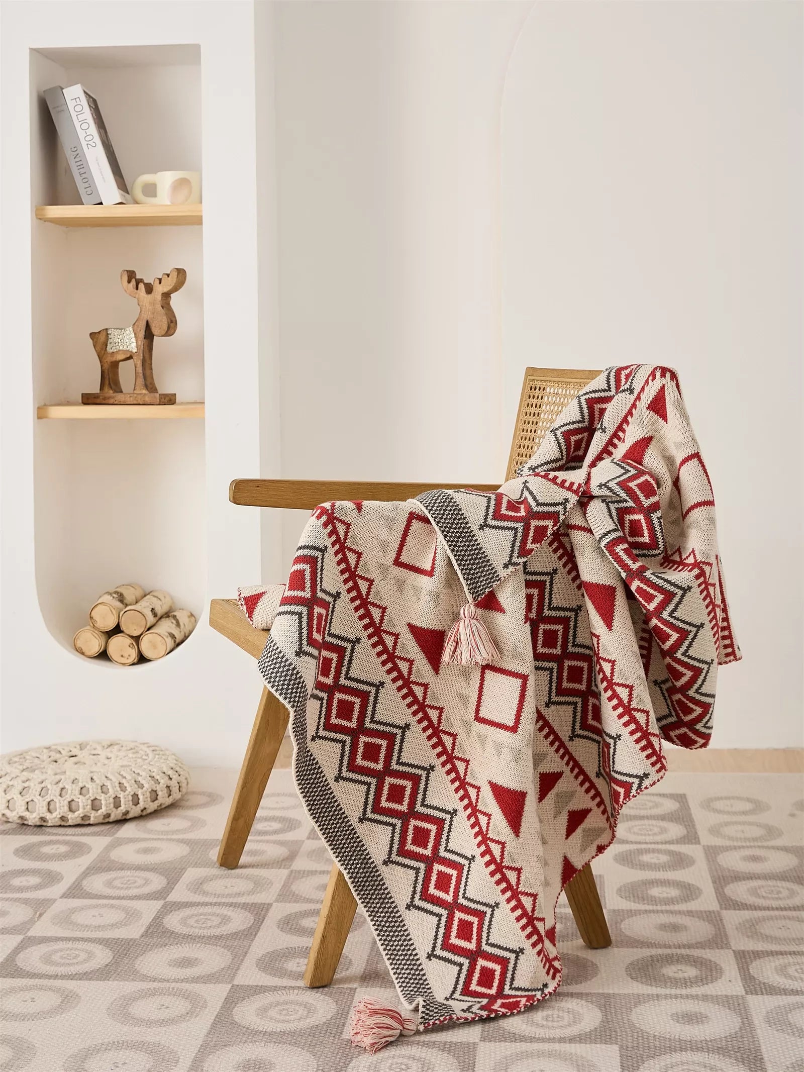 Bohemian Geometric Knitted Blanket