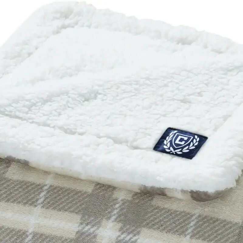 Luxury Plaid King Blanket with Sherpa Reverse