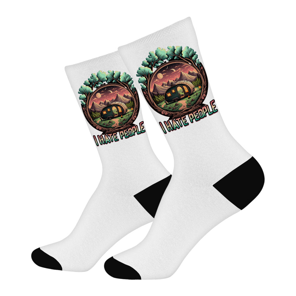 I Hate People Socks - Graphic Novelty Socks - Cool Crew Socks