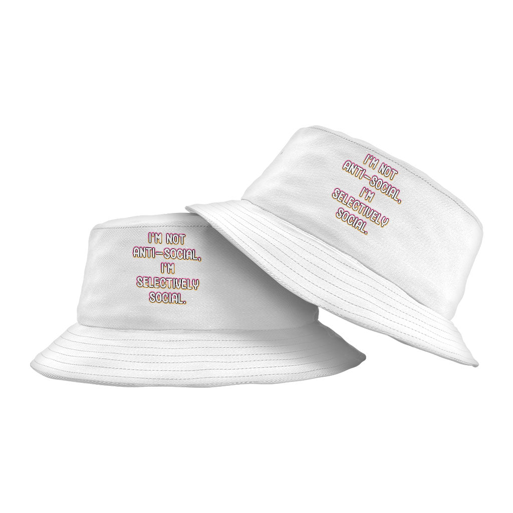 I'm Not Anti-social Bucket Hat - Funny Hat - Themed Bucket Hat