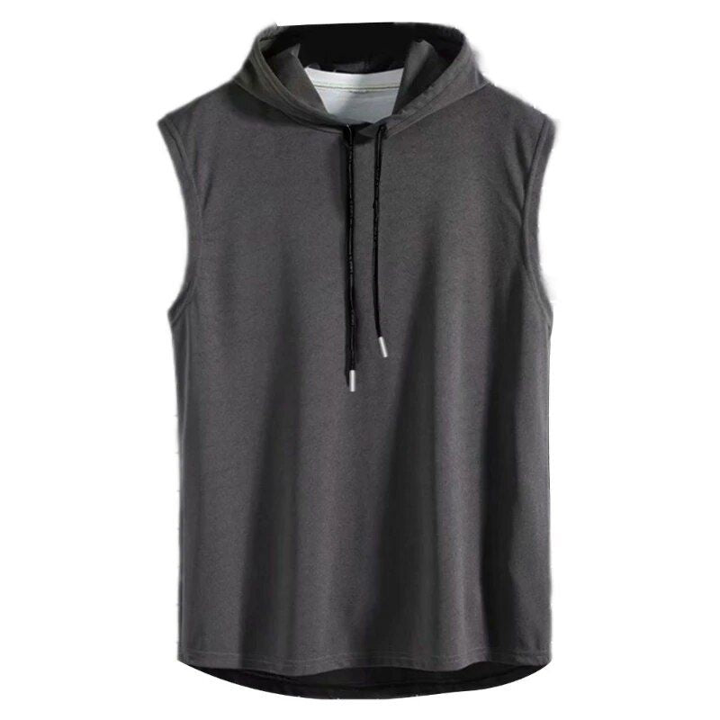 Men's Sleeveless Hooded Gym & Casual Tank Top