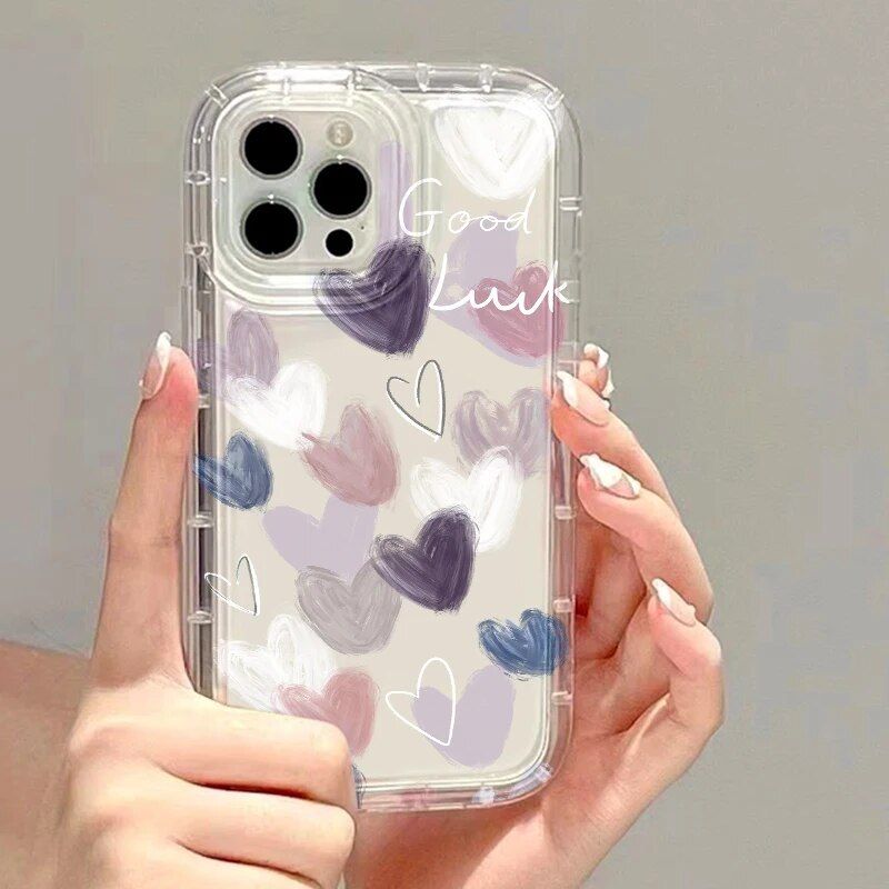 Love Heart Transparent Phone Case for Various Samsung Models